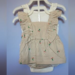 Carter's Striped Tan and White Kids Matching Set